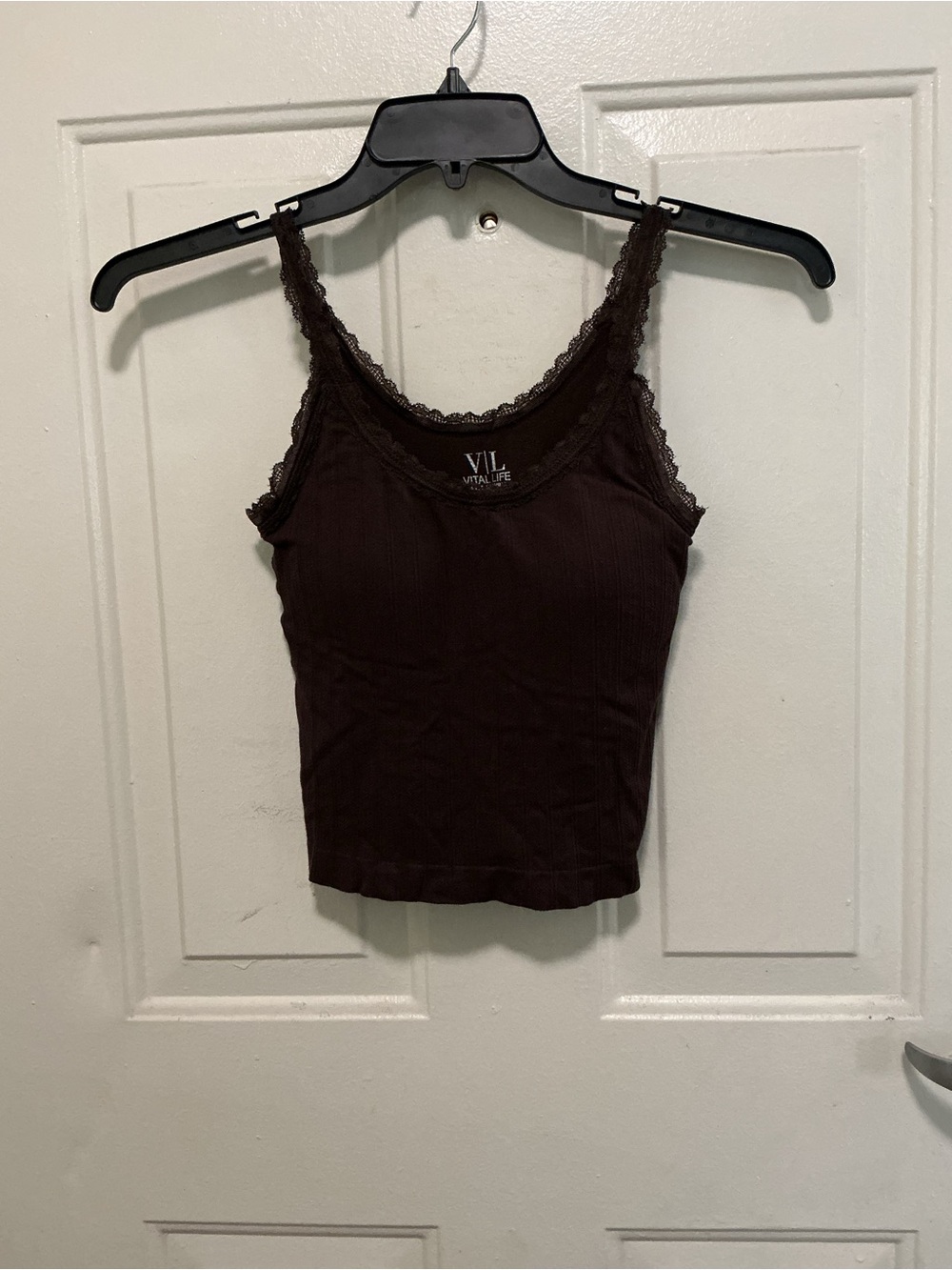 Chocolate Lace-Trim Ribbed Camisole